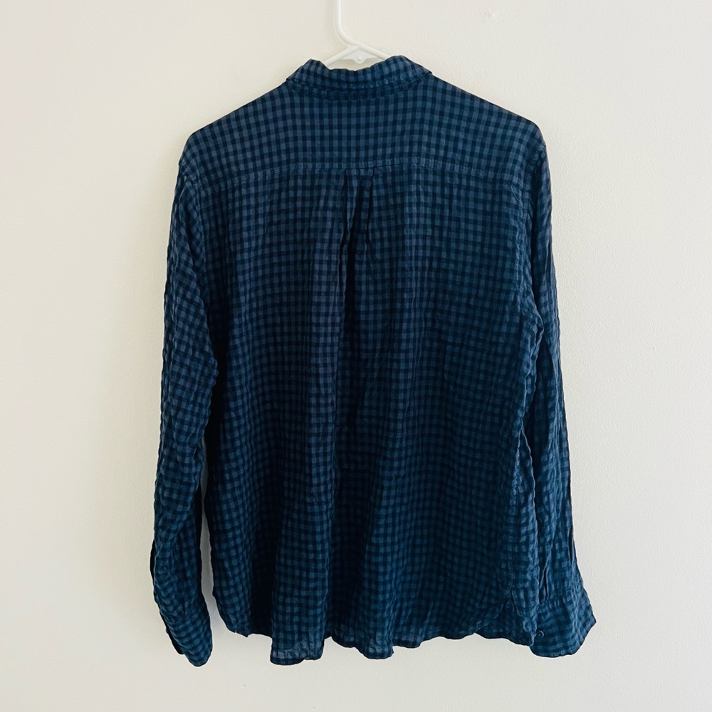 J. Crew Blue Gingham Button Front Long Sleeve Tunic 12 - Picture 7 of 7